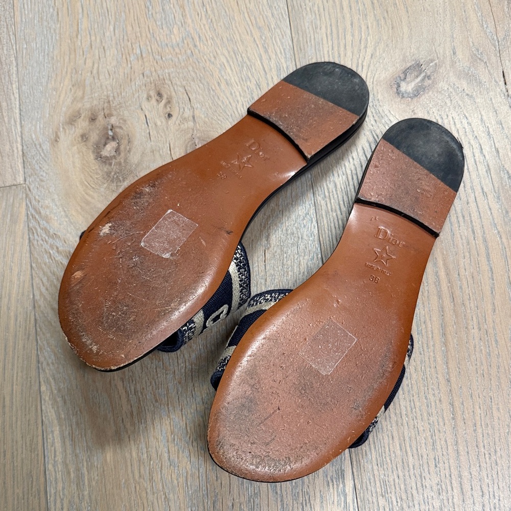 Dior Navy and Brown Logo Slide Sandals - Picture 2 of 4